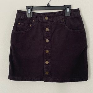 BILLABONG Corduroy Black button down mini skirt SIZE 28 100% cotton